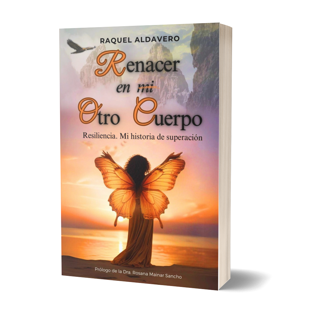 Portada del libro "Renacer en mi Otro Cuerpo" con una figura humana y mariposas.