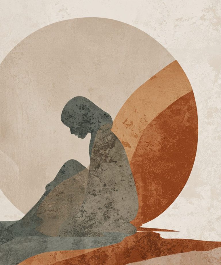 Ilustración de apoyo emocional entre dos personas, representando el acompañamiento en el cáncer Ilustración de apoyo emocional entre dos personas, representando el acompañamiento en el cáncer