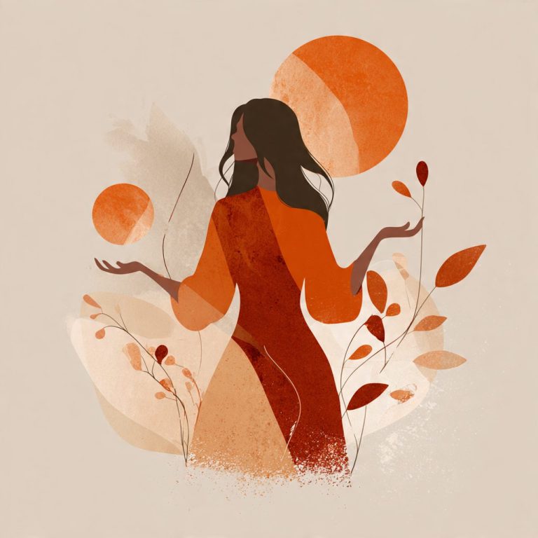 Ilustración abstracta que representa la aceptación como un gesto de calma y fortaleza interior.