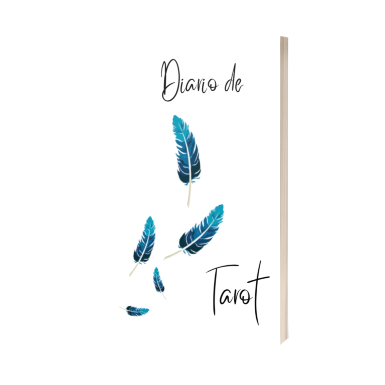 Portada del Diario de Tarot con plumas azules, un diseño suave y minimalista pensado para acompañar lecturas intuitivas, calma mental y clar