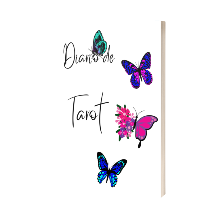 Portada del Diario de Tarot con mariposas de colores, un diseño simbólico de transformación y crecimiento interior para registrar lecturas y