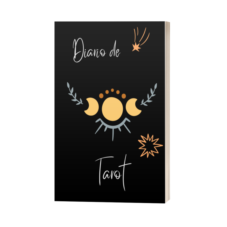 Portada del Diario de Tarot en fondo negro con fases lunares, ideal para registrar lecturas profundas, procesos introspectivos y acompañar e