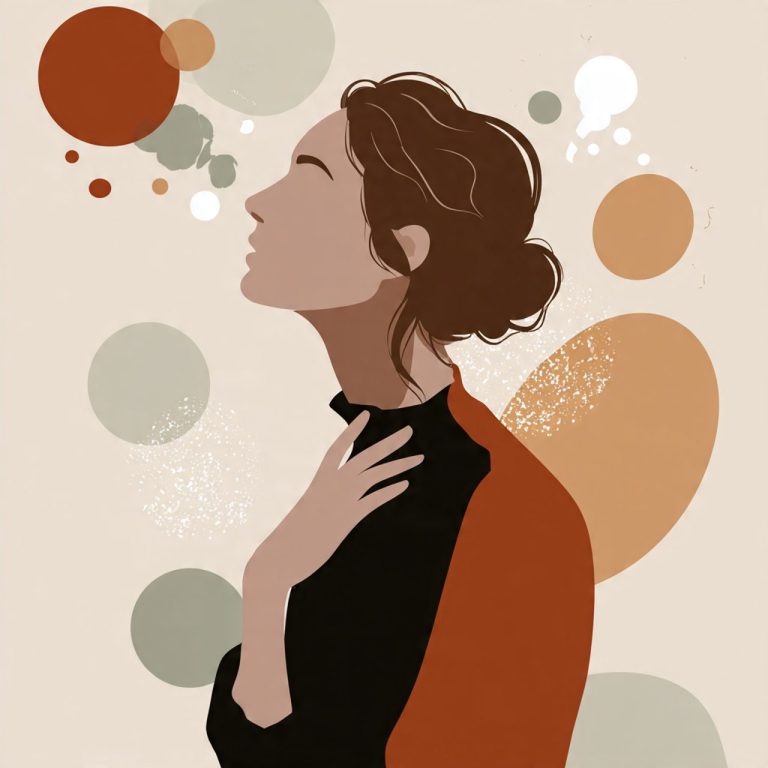 Ilustración abstracta que representa la reflexión interior y la búsqueda de respuestas con calma y claridad emocional.
