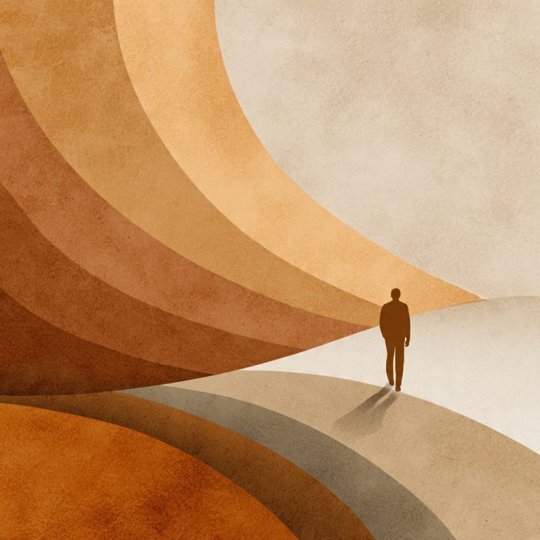 Ilustración minimalista que representa claridad interior y búsqueda de identidad tras una pérdida.