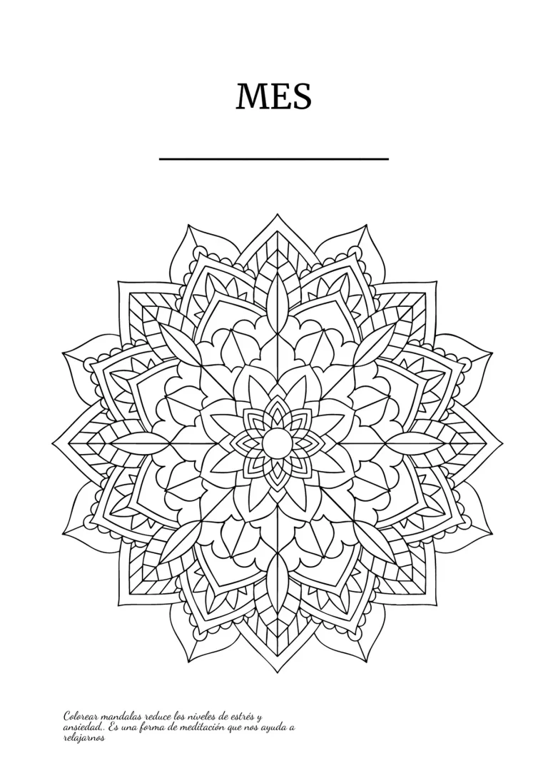 Mandala ornamental con patrones intrincados y simétricos en blanco y negro.